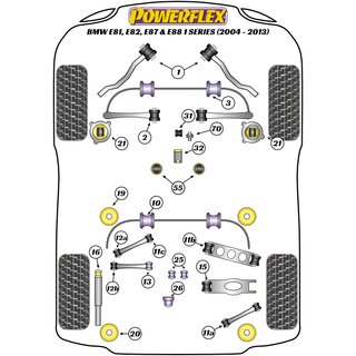 4 x Powerflex Hinterachslager Tonnenlager fr BMW 1er e81 e82 e87 e88 F20 F21 F22 F23 3er e90 e91 e92 e93 F30 F31 F32 F33 F36