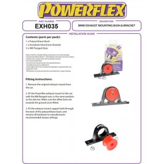 1x EXH035 Powerflex Auspuffgummi mit Halter fr BMW e46 Benziner F80 M3 F82 F83 M4