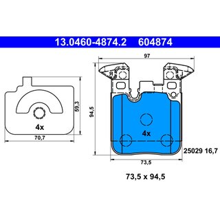 ATE Brakepads Rear Axle for BMW F20 F21 F22 F23 F30 F31 F34 F32 F33 F36