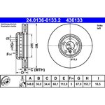 1x ATE 2-Piece Brake Disc Front Axle Left Side for BMW