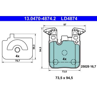 ATE Ceramic Bremsbelagsatz Hinterachse fr BMW F20 F21 F22 F23 F30 F31 F34 F32 F33 F36