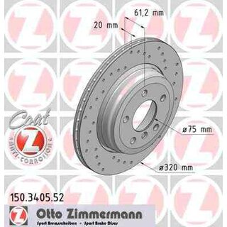 Zimmermann drilled Sport rear brake disc 320x20mm for BMW E60 E61 E63 E64