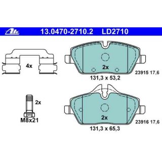 ATE Ceramic Bremsbelge Vorderachse fr BMW e81 e87 e88 u. Mini 13.0470-2710.2