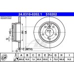 ATE Powerdisc Brake Disc Rear Axle 280x10mm for BMW E36 E 46