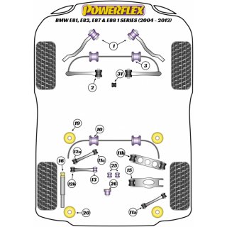 2 x Powerflex PFR5-412 PU Buchsen obere Querlenker Hinterachse BMW E81 E87 E90 E91 (No.12a, b)