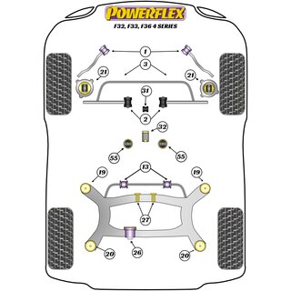 Powerflex PFR5-426 hinteres PU Lager Differntial fr BMW E81 E87 E82 E88 F20 F21 F22 F23 E90 E91 E92 E93 X1 Z4 F30 F31 F32 F33 F36